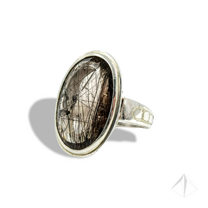Bague Cocktail Argent Massif et Quartz Rutile Fumé